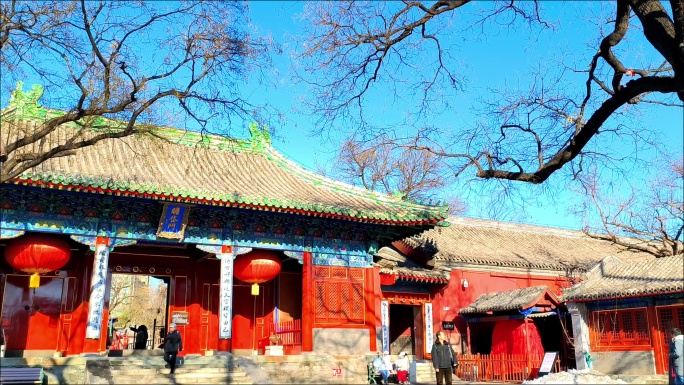 北京东岳庙冬季蓝天古建筑延时