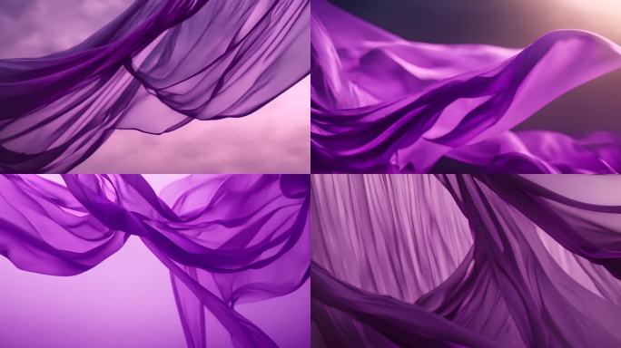 紫色布在空中飘 紫色 紫色丝绸