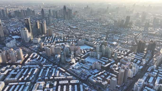 4K原素材-天津雪景，五大道文化旅游区