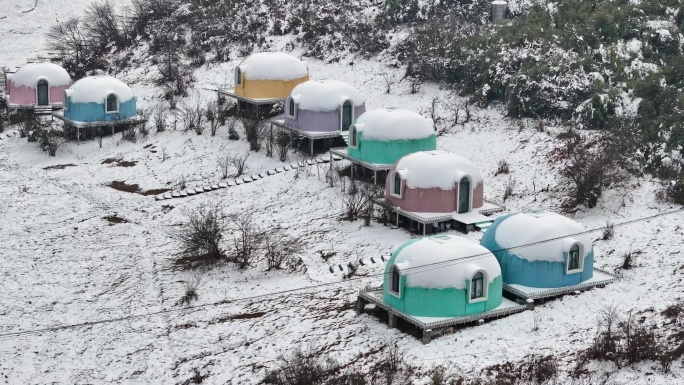 重庆武隆仙女山蓝天湖森林自然雪景航拍