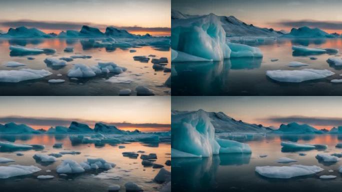 南极冰川冰河冰面8k背景