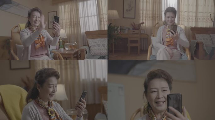 【4K 50p】女性老人体验智能手机绿幕
