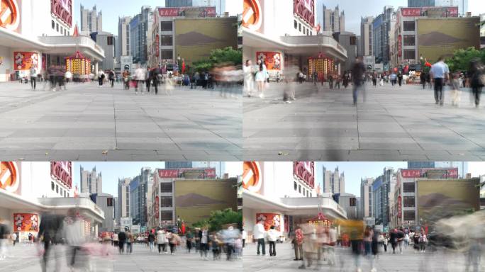 8K延拍广州北京路西湖路步行街逛街的市民