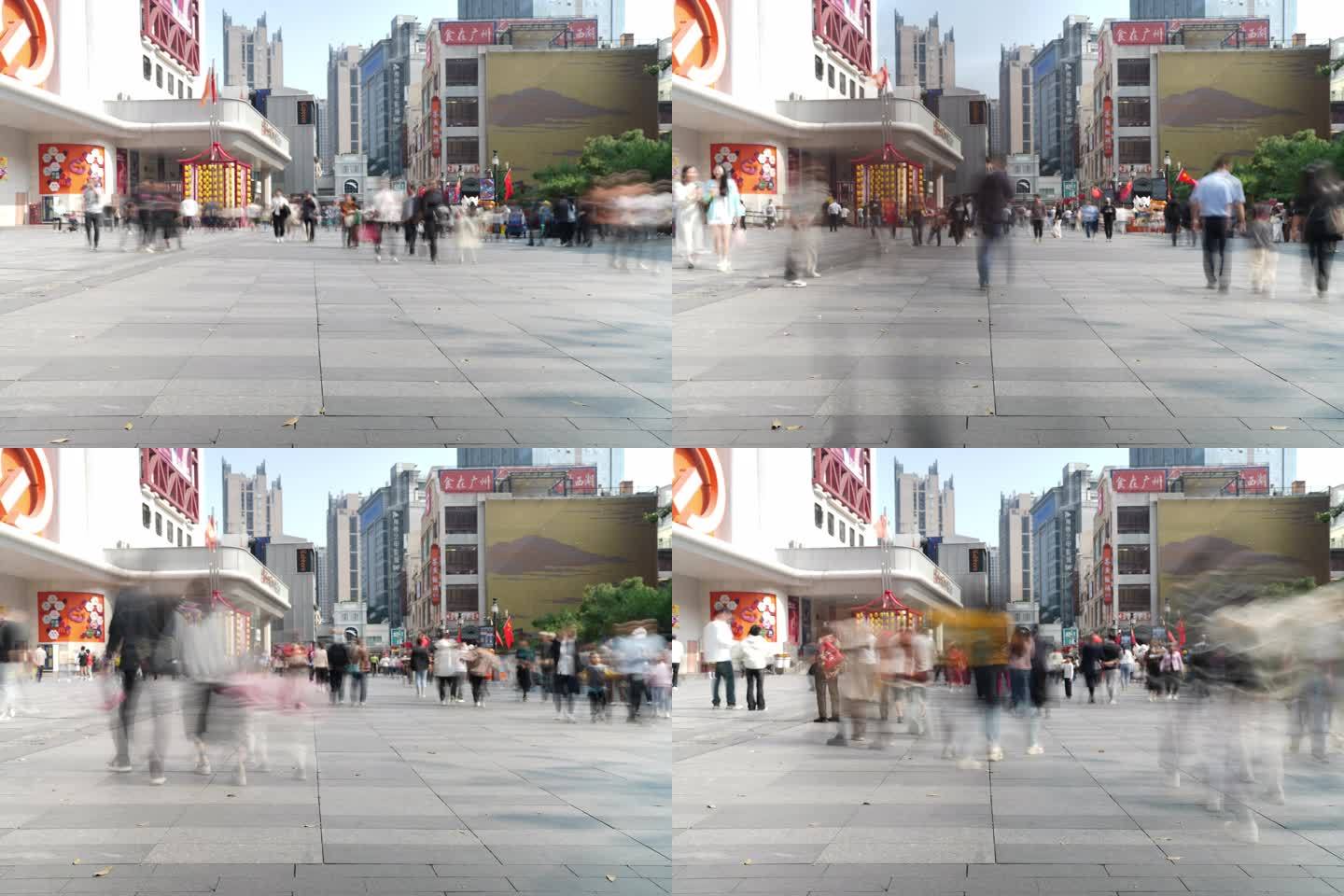 8K延拍广州北京路西湖路步行街逛街的市民