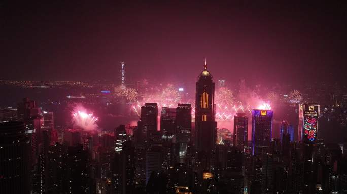 2024香港跨年烟花航拍5.1k视频