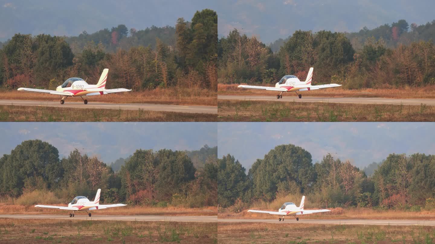 长沙宁乡通航机场滑行的轻型运动飞机