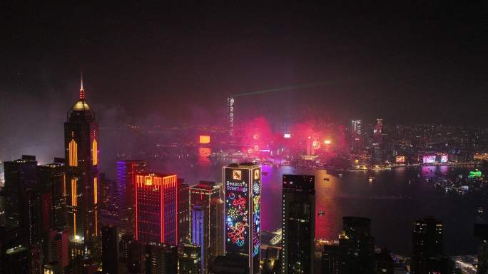 2024香港跨年烟花航拍5.1k视频