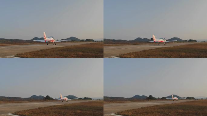 长沙宁乡通航机场滑行的轻型运动飞机