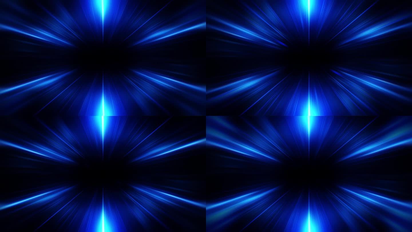 摘要环中心蓝色闪耀光与光束径向闪耀光vj环背景。4K 3D分形无缝循环无限复杂的发光径向光条。