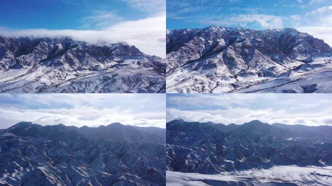 延时拍摄雪后的贺兰山上移动的云
