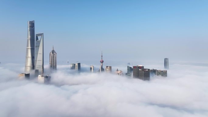 上海云海 平流雾 上海高度 陆家嘴全景