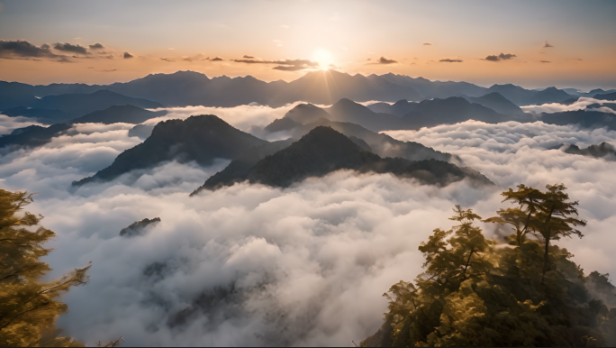 日出森林山川大海云海雪山江河河流山水