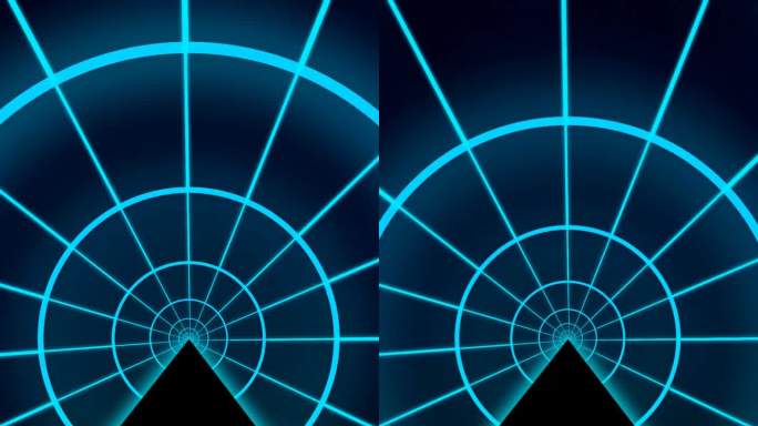 美丽的无缝空间隧道动画与蓝色霓虹色彩效果垂直镜头视频剪辑
