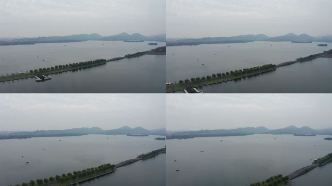 杭州西湖 杨公堤 秋日 航拍