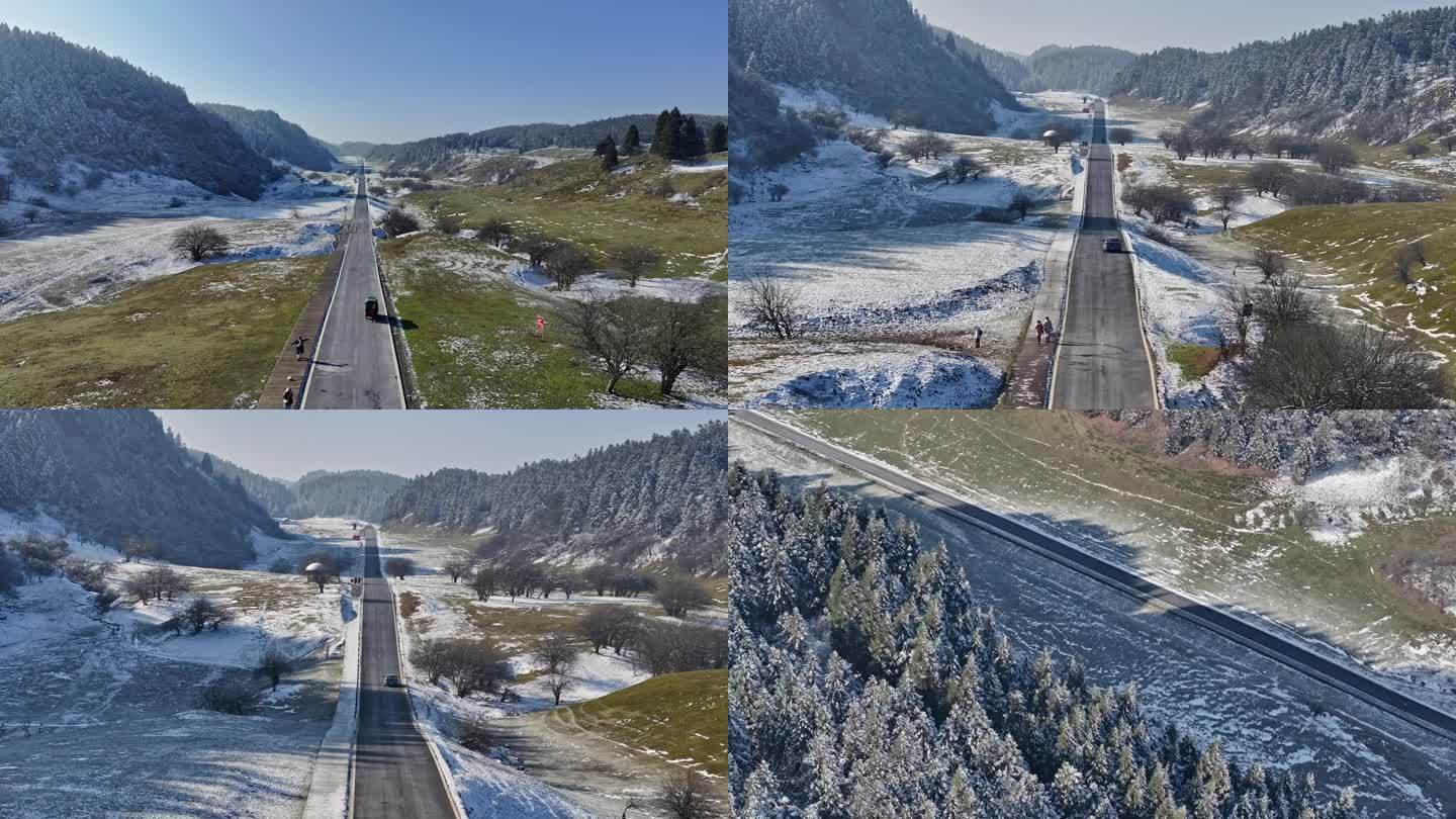 重庆武隆仙女山森林自然雪景航拍