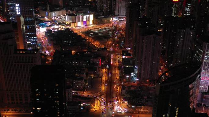4K原素材-天津夜景，天津和平路