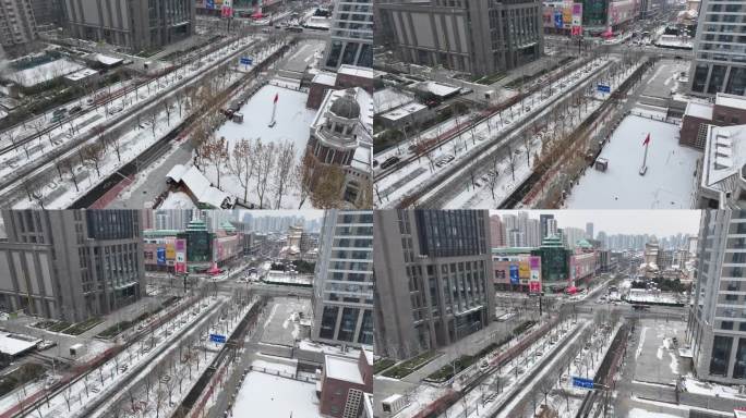 4K原素材-天津雪景，天津新世界百货