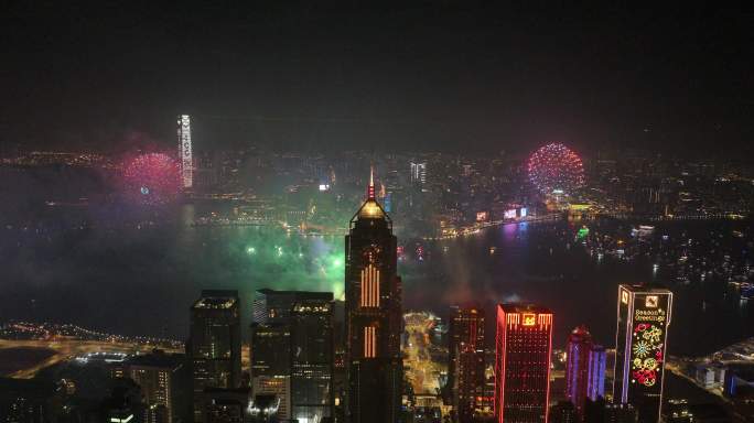 2024香港跨年烟花航拍5.1k视频