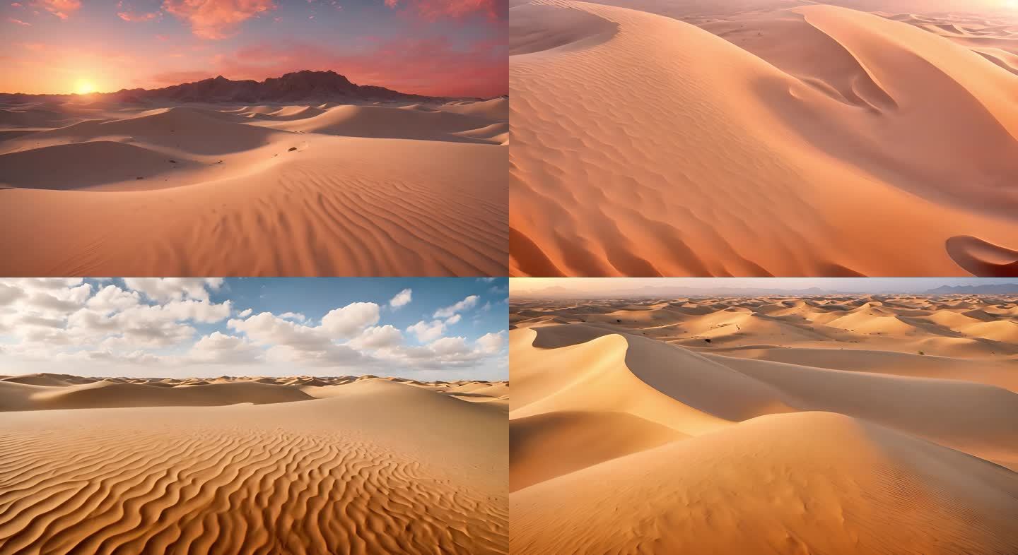 沙漠风光 日出日落 山丘荒漠沙漠风沙