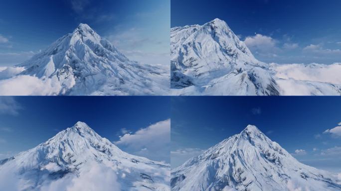 雄伟壮观大气雪山冰山高山山脉群山云海穿梭