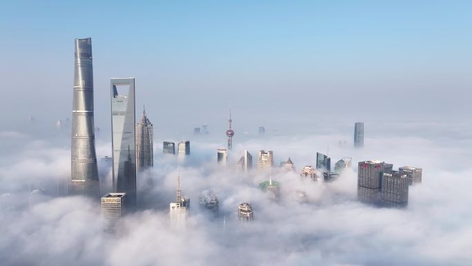 上海云海 平流雾 上海高度 陆家嘴全景