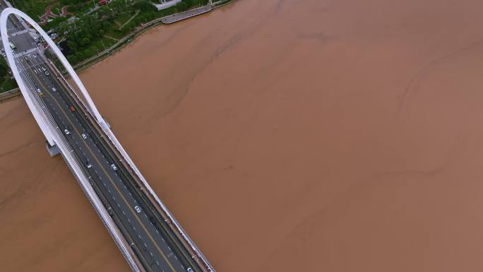 航拍陕西西安浐灞湿地