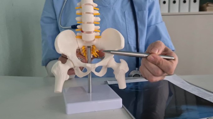 腰椎与骨盆骨及神经根的解剖模型