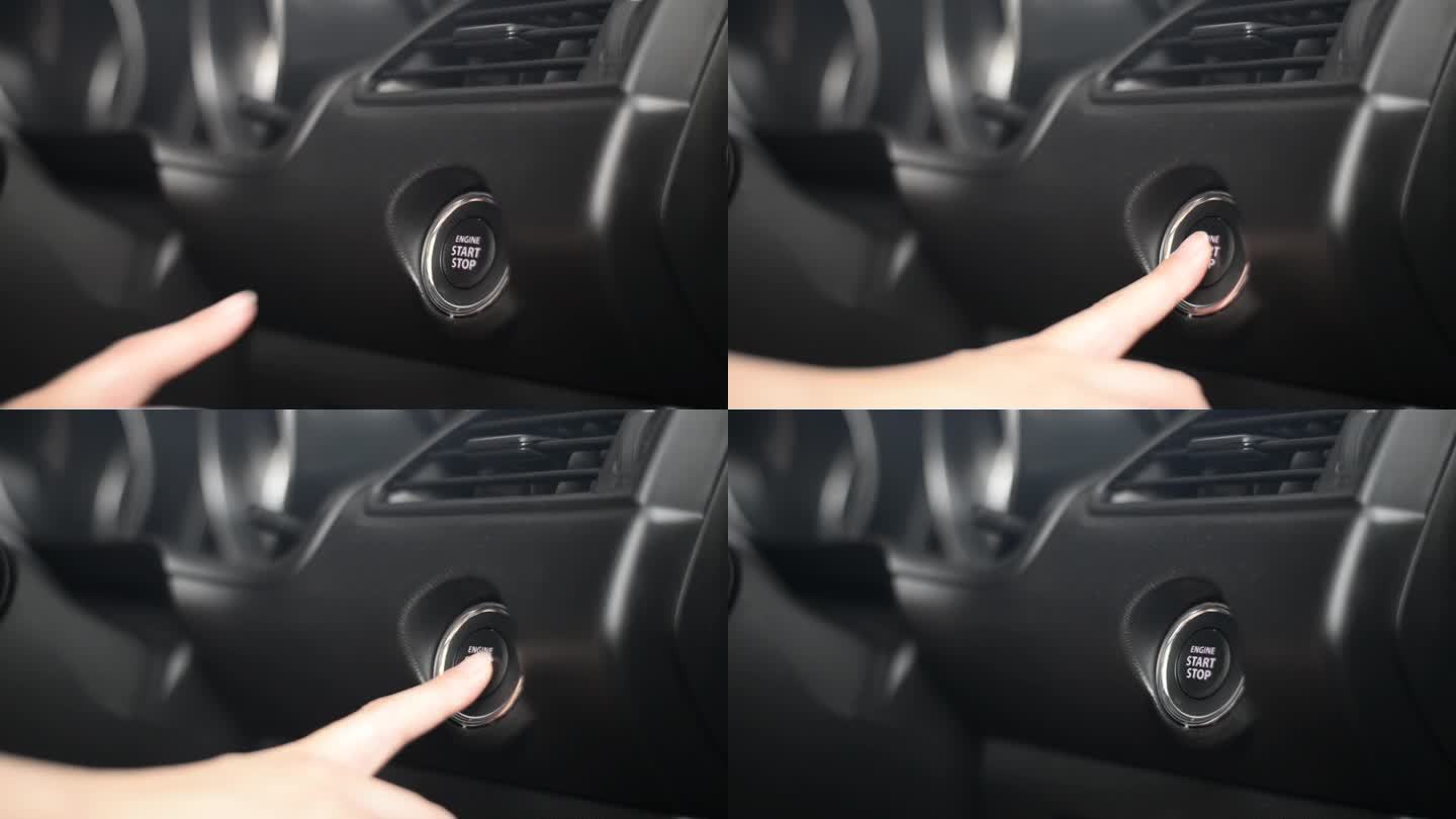 汽车用手指按启动或停止发动机的按钮