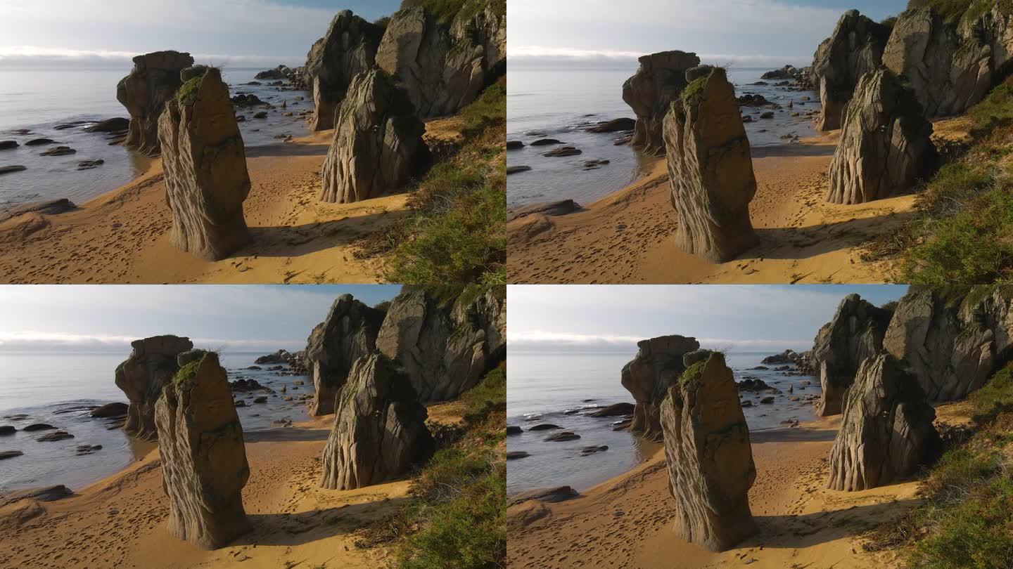 沃特福德郡铜海岸地质公园基尔法拉西海滩奥陶系海相页岩和粉砂岩褶皱和变形