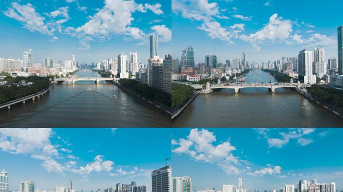 珠江人民桥长距离延时蓝天白云