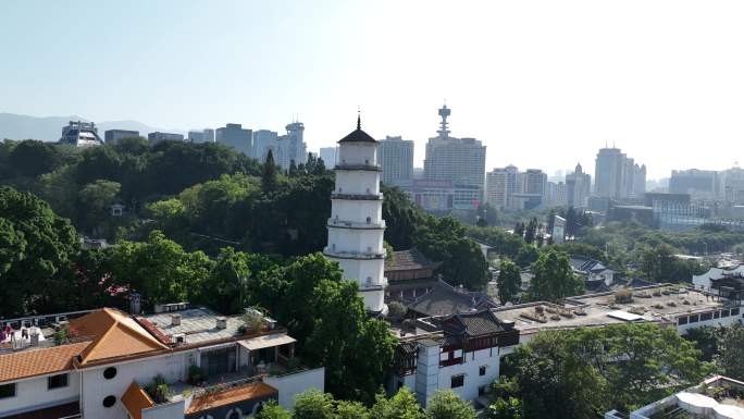 福建省福州市鼓楼区白塔定光寺于山公园航拍