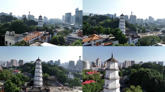 福建省福州市鼓楼区白塔定光寺于山公园航拍