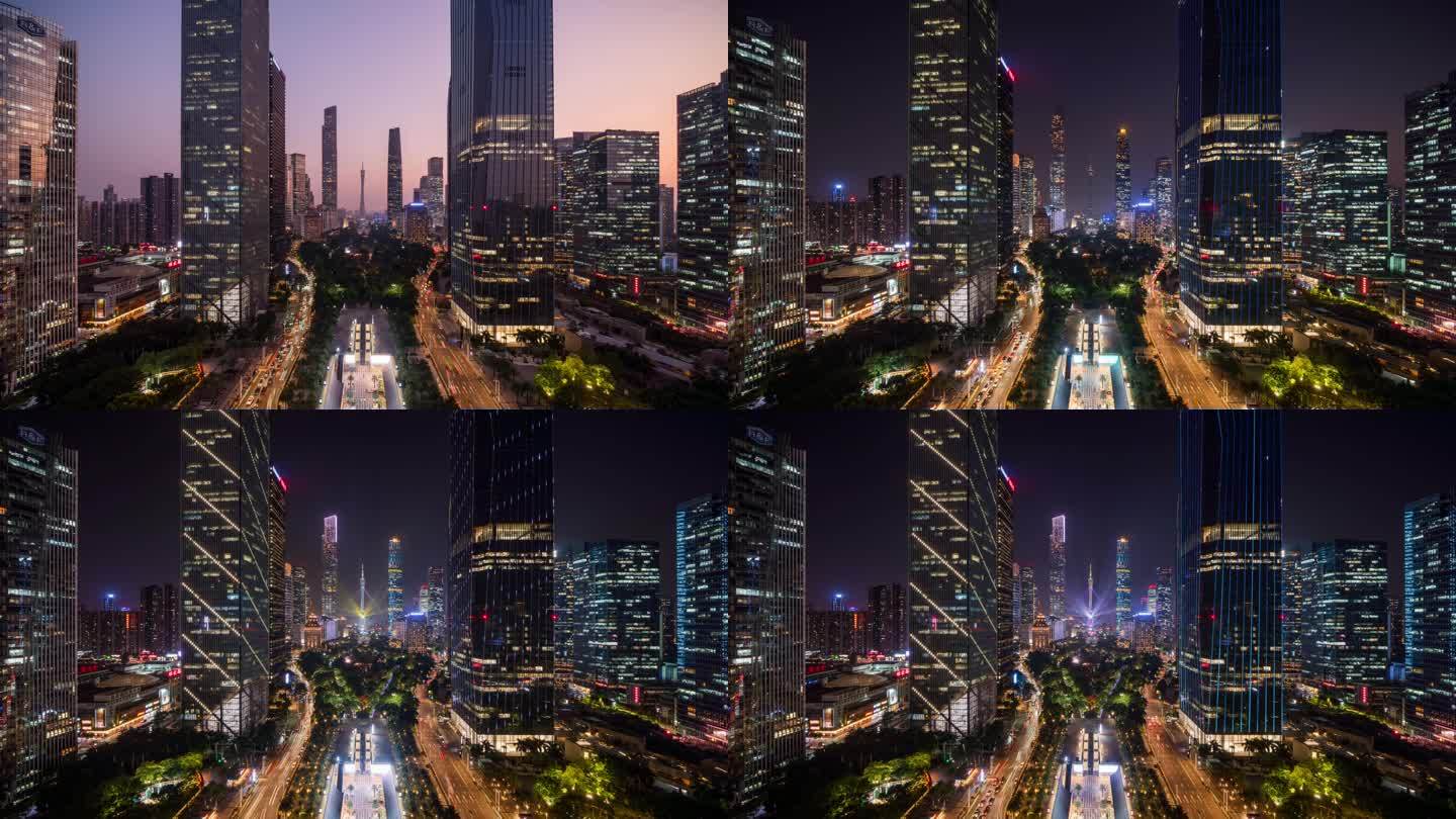 【4K】广州塔中轴线夜景灯光延时