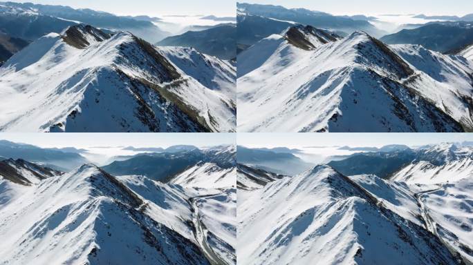 环绕航拍夹金山雪山风景川西自然风景