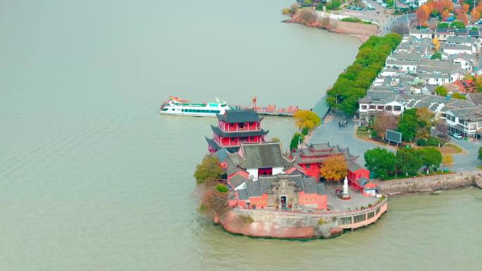 航拍巢湖中庙寺