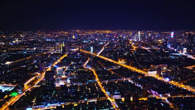 【4K】天津宣传片500米航拍城中央夜景