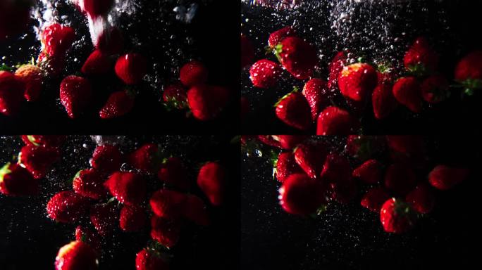 草莓在水中飞舞