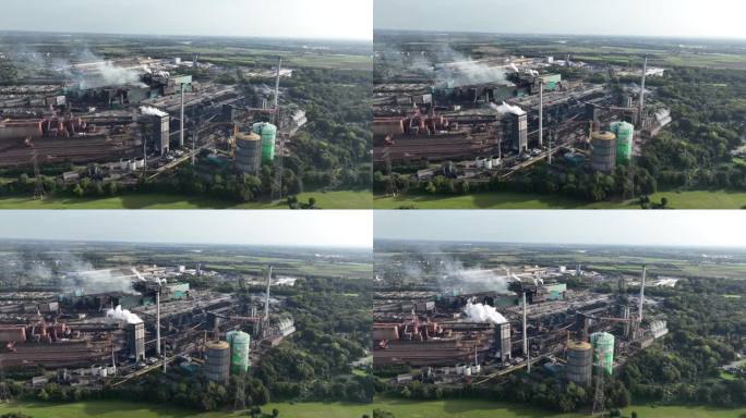 高炉、焦化厂、重金属工业鸟瞰图。