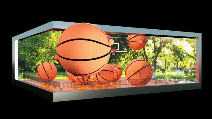 体育用品篮球产品宣传户外大屏裸眼3D视频