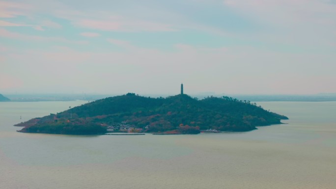 航拍巢湖峔山岛