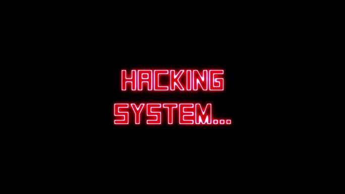 两个截然不同的信息出现并闪烁，霓虹蒸汽波复古未来主义美学:黑客系统是鲜艳的红色，黑客是冷蓝色。圆滑干