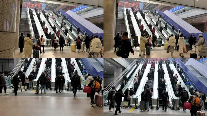 北京西站高铁站过年回家的人群