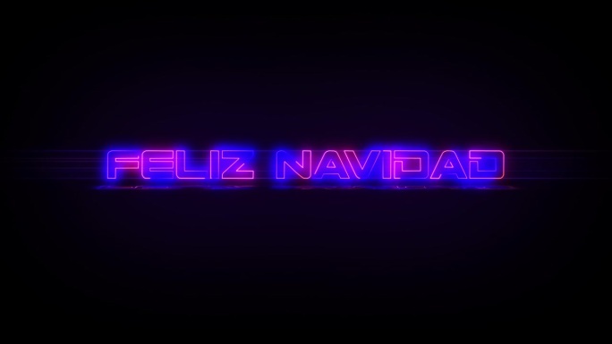 闪烁FELIZ NAVIDAD电蓝色和粉红色霓虹灯标志闪烁和关闭闪烁，反射，和变形光在4k。