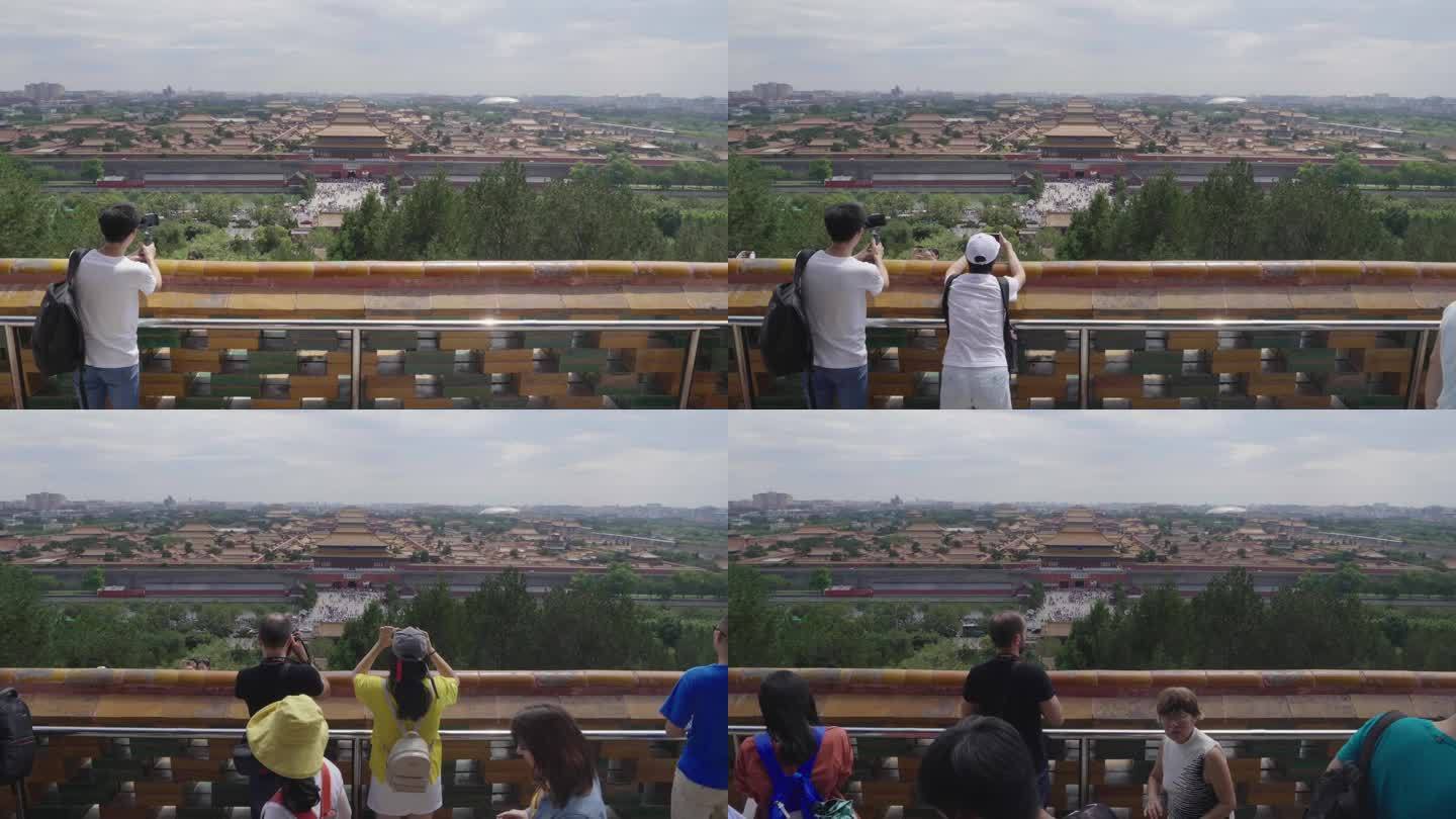 参观故宫博物馆的游客 景山公园拍照的游客