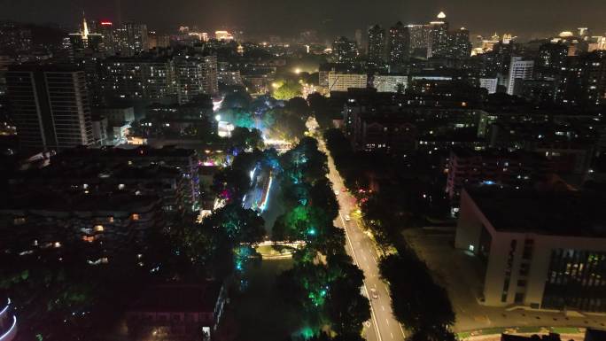 福州市鼓楼区主城区白马河城市大景夜景航拍