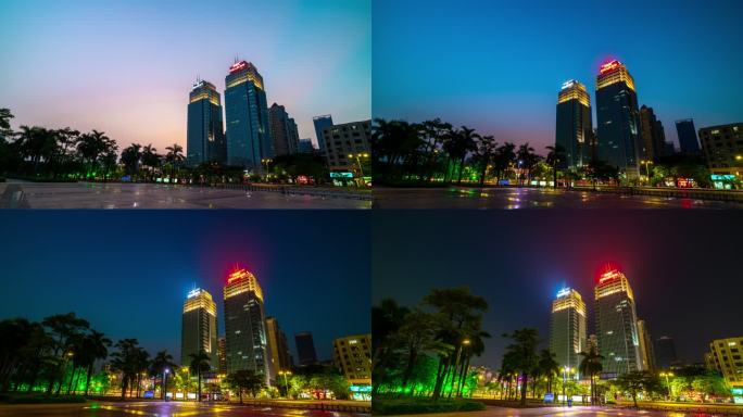 【8K超清】惠州双子星大楼日转夜大范围