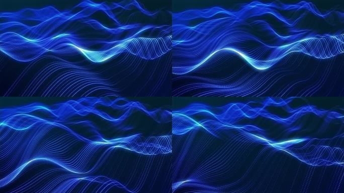 由霓虹灯发光粒子组成的令人惊叹的表面，形成光波，创造出迷人的无缝循环动画。该设计非常适合各种应用、活