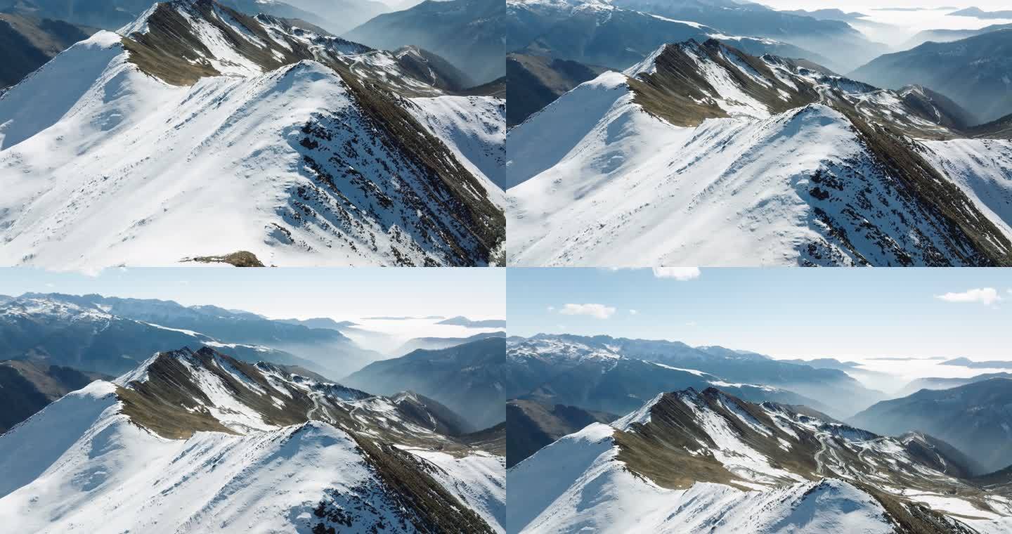 航拍冬季夹金山风景川西高原雪山景色迷人