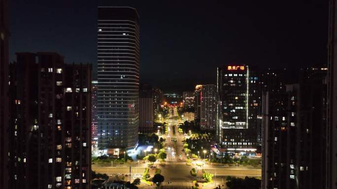 福建省福州市晋安区东二环泰禾广场夜景航拍