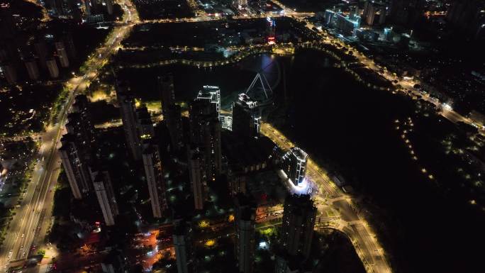 福建省福州市晋安区东二环泰禾广场夜景航拍